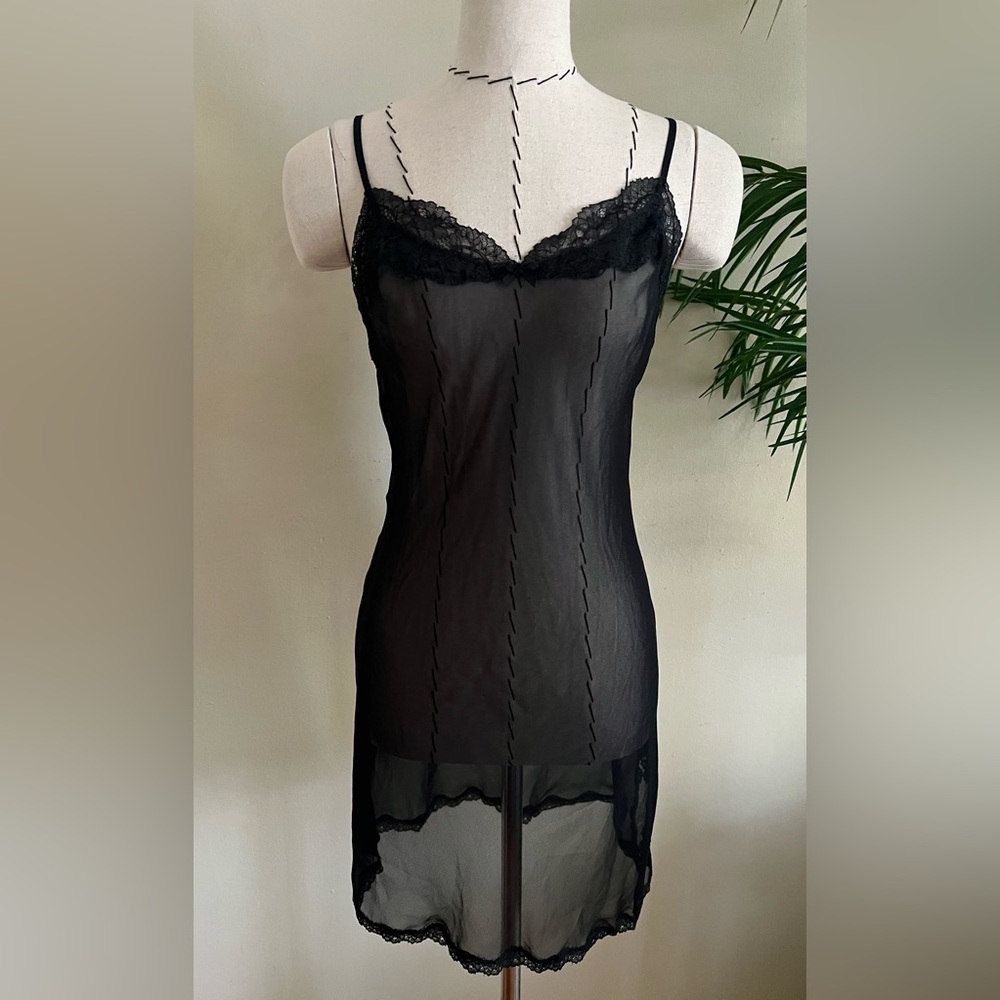 Victoria's Secret Sheer Black Lace Chemise Cami | Size M